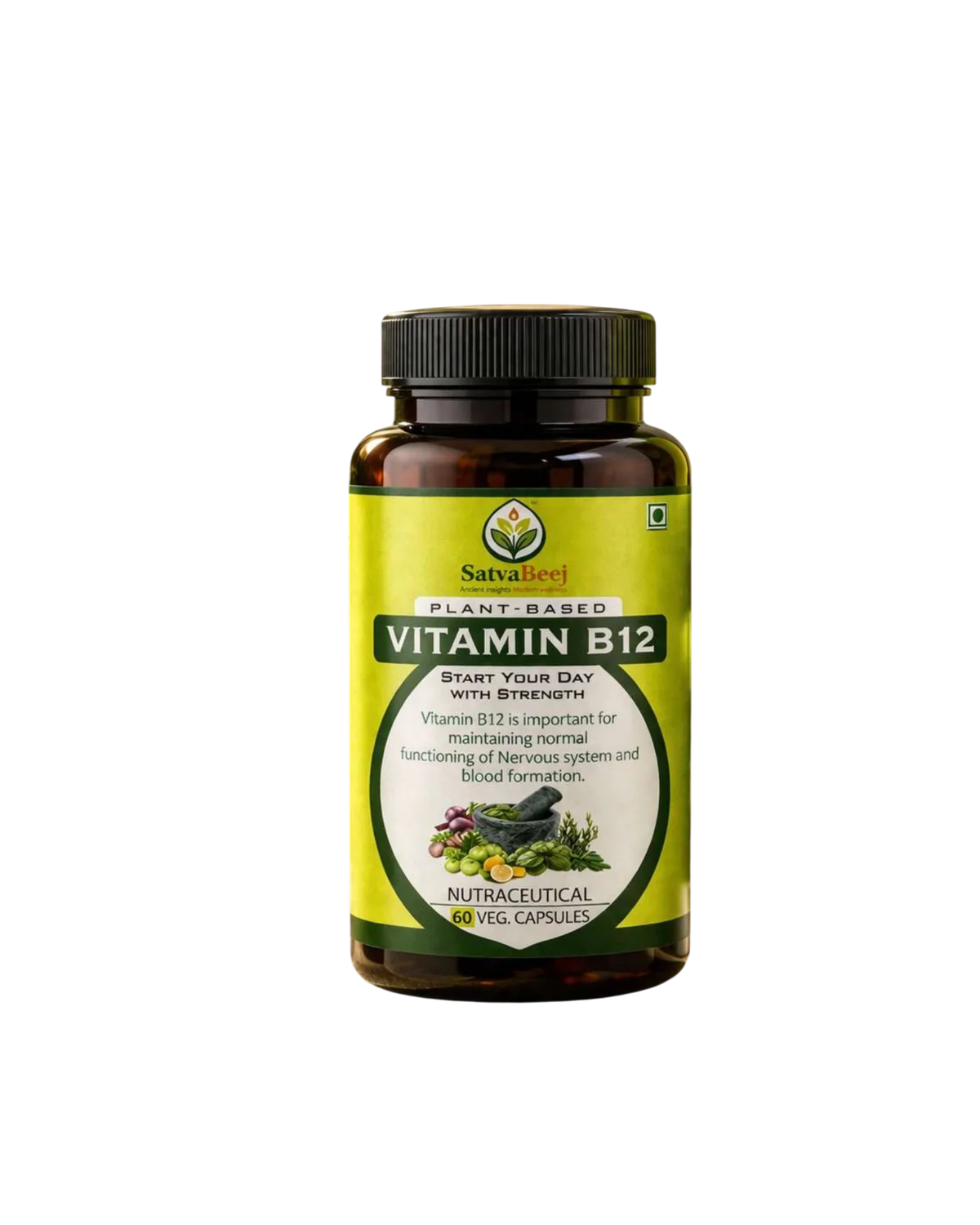 Satva Beej Plant-Based Vitamin B12 Capsules, 60 veg capsules